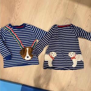 Two Mini Boden Blue and White Striped Tops
